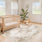 Area Rug 3x5 Washable Rug, Vintage Boho Medallion Entryway Rug Non-Slip Soft - Image 3