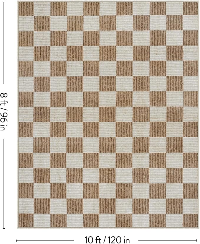 LIVEBOX 8x10 Area Rugs for Living Room, Checkered Non-Slip Washable Rugs - Image 2