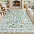 Lahome Light Blue Bedroom Rug 8x10 Under Bed, Boho Washable Rugs by Lahome