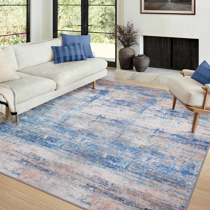 Abstract 3x5 Area Rug for Living Room Bedroom Entryway Blue - Image 9