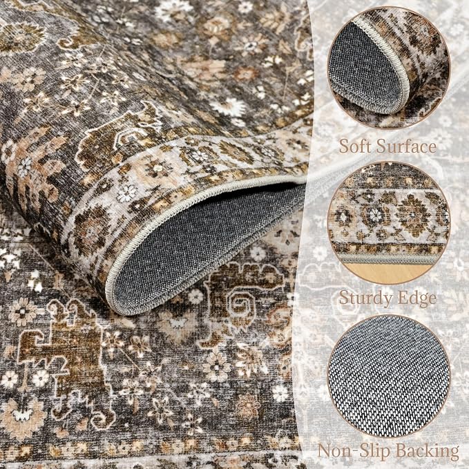 8x10 Washable Area Rugs Ultral Soft Non-Slip Stain Resistant Vintage Boho Large - Image 7