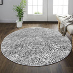 vivorug Round Rug 4ft Vintage-Inspired Round Area Rug Non-Slip Indoor Carpet by vivorug