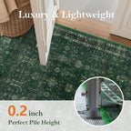 Moynesa Green 8x10 Living Room Rug, Vintage Washable Area Rug - Image 4