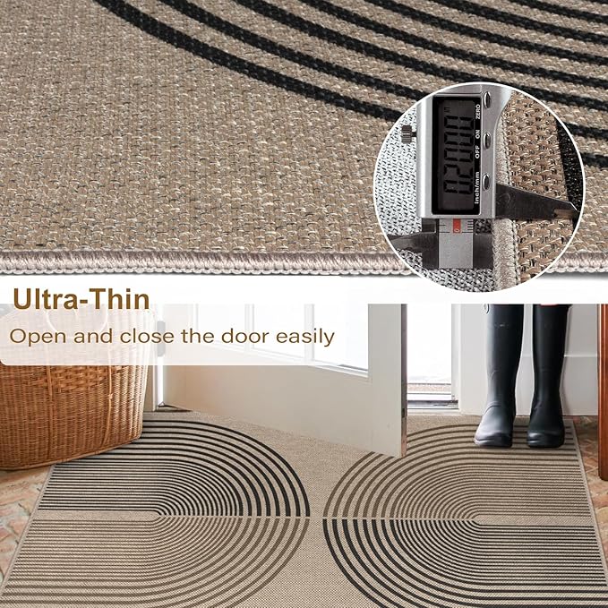 Easy Jute Rainbow Entryway Rug, 2x3 Washable Non-Slip Indoor Outdoor Doormat - Image 4