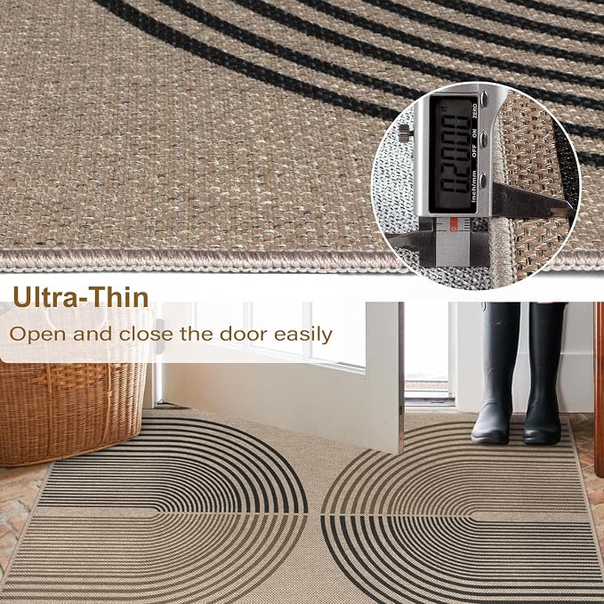 Easy Jute Rainbow Entryway Rug, 2.6x4 Washable Non-Slip Indoor Outdoor Doormat - Image 4