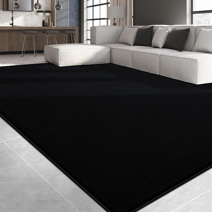 Large Area Rugs for Living Room Bedroom, 7x10 Feet Black Rug, Minimalist Modern - Image 2