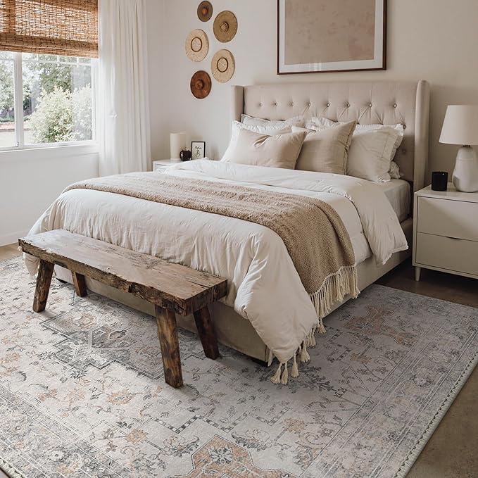 GENIMO 4x6 Area Rugs for Living Room, Machine Washable Low Pile Vintage Rugs - Image 2