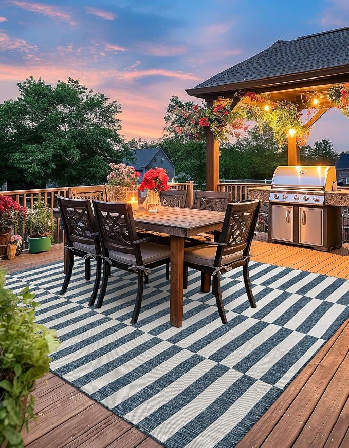 Unique Loom Outdoor Striped Collection Area Rug - Image 6