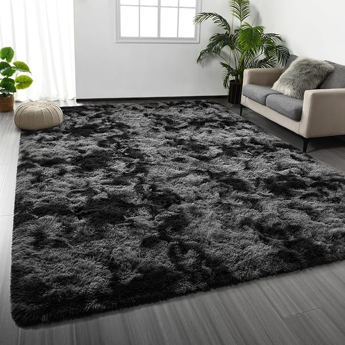 Shag Area Rug, 4 X 6 Tie-Dyed Plush Fuzzy Rugs by Deerhoo