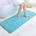 Bathroom Runner Rug 24x59 Teal Non Slip Fluffy Long Bath Mat by Disolla