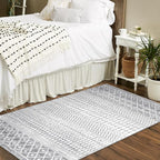 Boho Rug for Bedroom, 3x5 Moroccan Vintage Non-Slip Backing Faux Wool Area Rug - Image 7