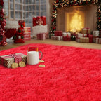 Red Fluffy Rug Plush Carpet for Bedroom Dorm, Non-Slip High Pile Rug, Shag Rug - Image 7