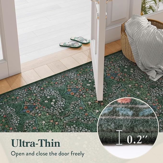 Lahome Floral Washable Round Area Rug, Soft Round Rugs 6ft Ultra-Thin Non-Slip - Image 6