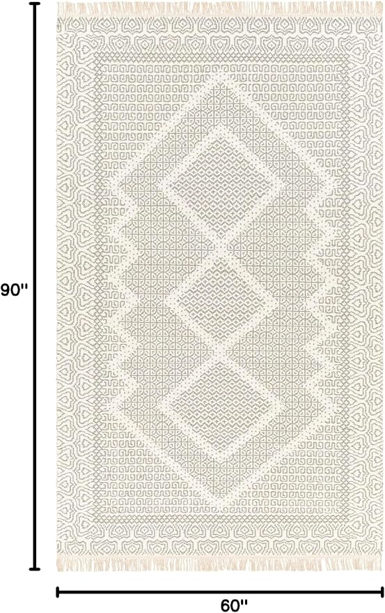 Mark&Day Wool Rugs, 5x7 Nishnabotny Cottage Light Gray Area Rug, Bedroom or - Image 2