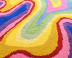 Irregular Shaped Handmade Wool Rug | Modern Colourful Stripe Premium Area Rug - Image 6