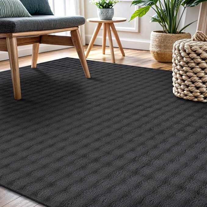 CAMILSON Modern Dark Gray Non Slip Rug 4x6 Ultra Soft High Pile Area Rugs Non - Image 8