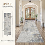 3X10 Washable Runner Rug for Hallway: Soft Neutral Modern Abstract Area Rug - Image 3