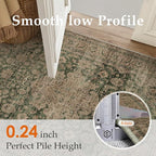 3x5 Washable Vintage Area Rug Green Brown Entryway Office Carpet Non-Slip Soft - Image 7