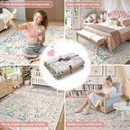 Wonnitar Washable Area Rug 6x9, Boho Non Slip Non-Shedding Pastel Nursery Carpet - Image 6