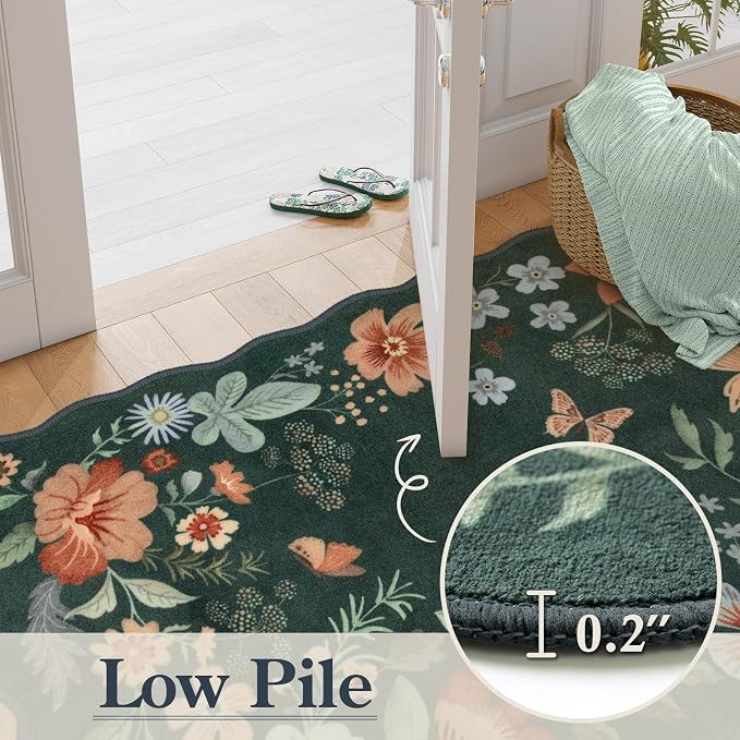 Lahome Floral Machine Washable Rug, 3x5 Rug Non Slip Soft Bedroom Rugs - Image 5