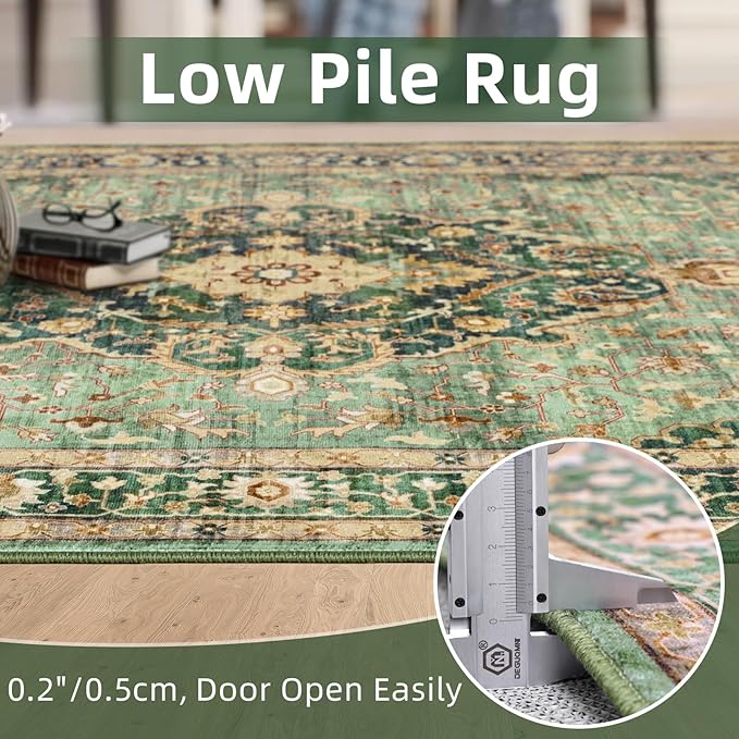 Green Runner Rug 2x4 Rugs Boho Small Washable Runner Rugs - Image 5