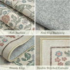 3x5 Washable Area Rug Floral Beige Entryway Small Rug Vintage Forest Low Pile - Image 5