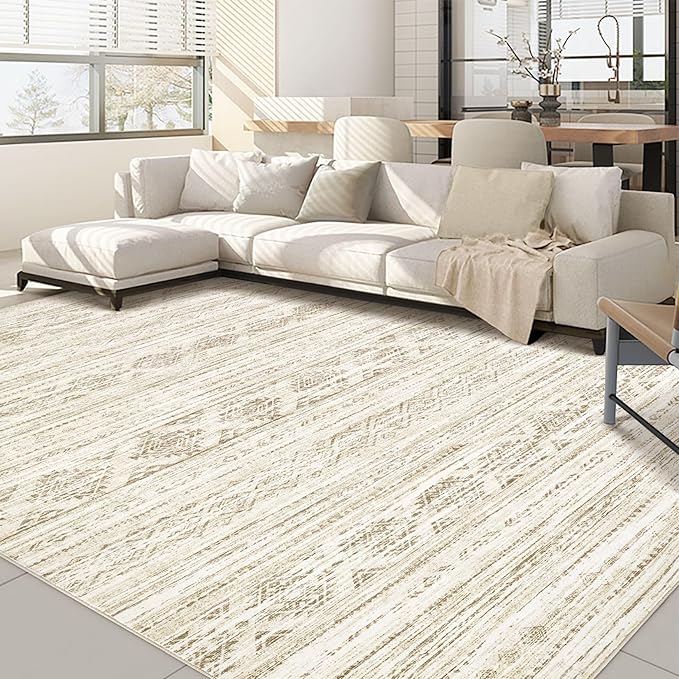 Nakagishi Area Rugs 9x12 Living Room: Washable Boho Large Neutral Modern Soft by NakagishiAreaRug