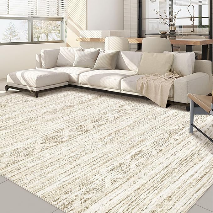 Nakagishi 6x9 Area Rugs Living Room: Washable Boho Large Neutral Modern Soft by NakagishiAreaRug