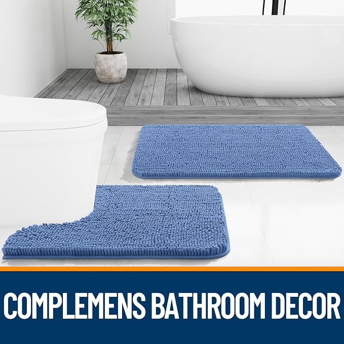 OLANLY Bathroom Rugs 44x24, Extra Soft Absorbent Chenille Bath Rugs, Rubber - Image 7