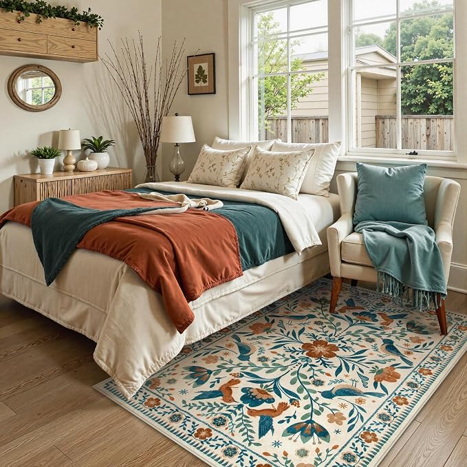 Moynesa 3x5 Entryway Rug Indoor, Modern Bohemian Washable Non-Slip Low Pile - Image 3