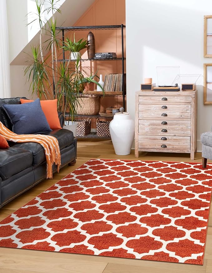 Rugs.com Lattice Collection Rug – 10x14 Light Terracotta Medium-Pile Rug Perfect by Rugscom