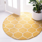 Rugs.com Lattice Frieze Collection Rug – 3' Round Yellow Medium Rug Perfect by Rugscom