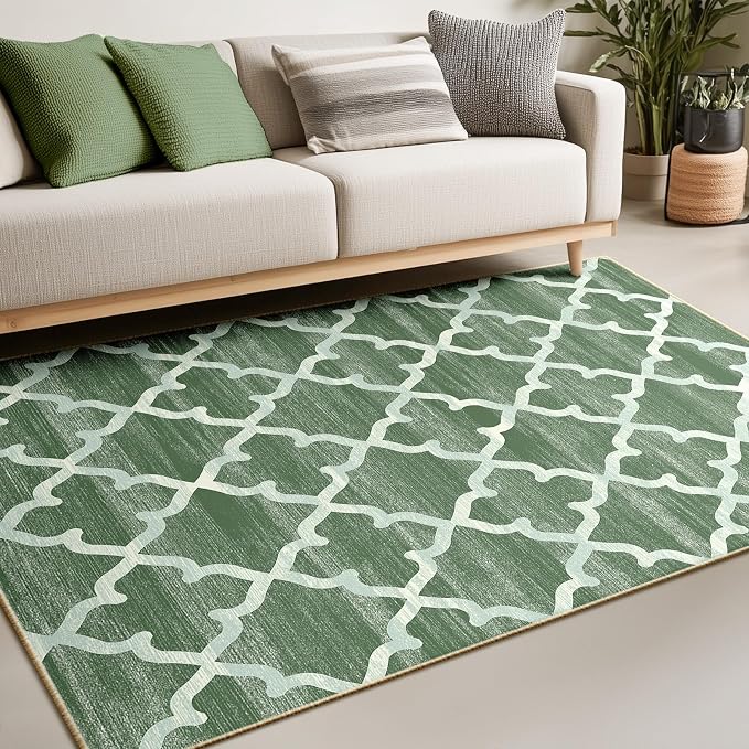 Area Rug 4x6, Moroccan Trellis Print Carpet, Machine Washable Non-Slip Rugs - Image 8