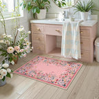 Wonnitar 2x3 Pink Bathroom Rugs Non Slip Washable, Floral Small Area Rugs - Image 3