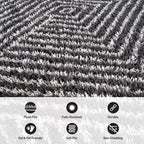 Rugshop Geometric Diamond Stripe Shag Area Rug Anthracite Dark Gray 4' x 6' - Image 5