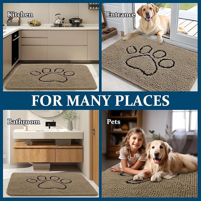 OLANLY Dog Door Mat for Muddy Paws 47x32, Paw Print Design, Absorbs Moisture - Image 8