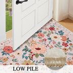 DUKINO Floral Round Rug, 4ft Washable Round Area Rug, Non Slip Indoor Low Pile - Image 7