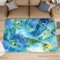 Peacock Feather Rug 4x5-4x5 Rug, Teal Turquoise Area Rugs by STRELEC