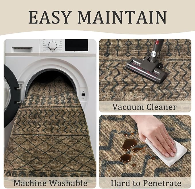 4x6 Machine Washable Area Rug for Living Room, Kids and Pets Friendly for - Image 5