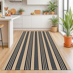 KOZYFLY Striped Front Door Mat 4x6 Ft Brown and Black Front Door Rug Cotton - Image 3