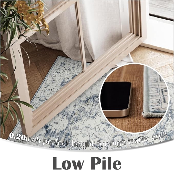 jinchan Kelda Area Rug 3x5 Washable Entryway Rug Vintage Soft Indoor Floor - Image 4