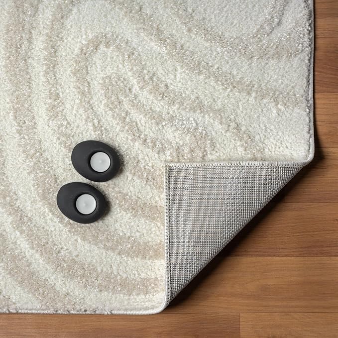 LUXE WEAVERS Geometric Swirl Cream 9x12 Area Rug High Low Modern Carpet - Image 9