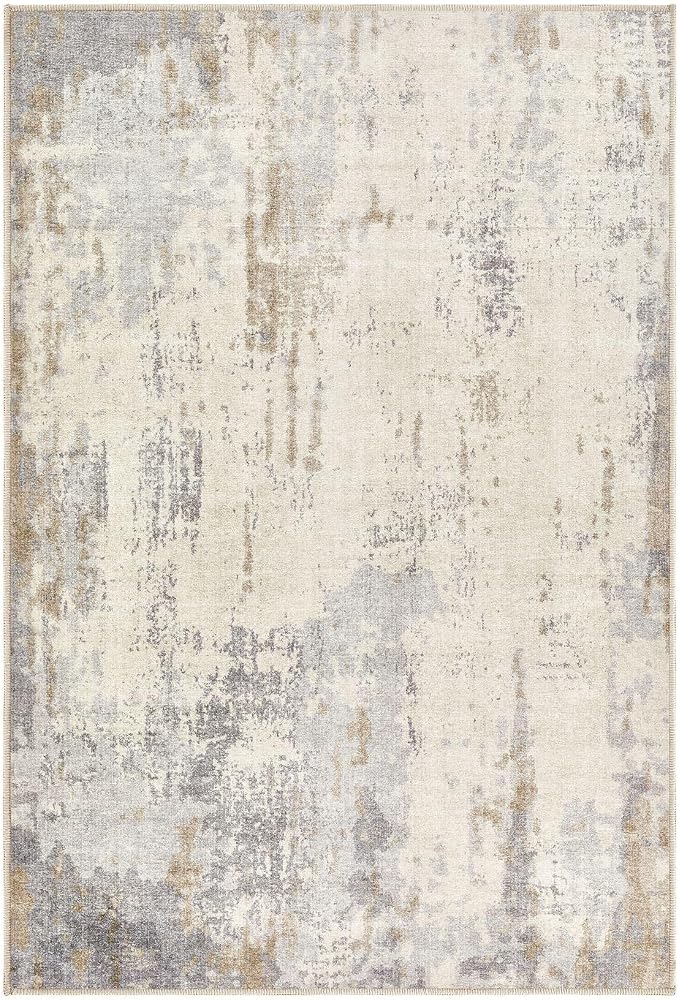 2x3 Entryway Area Rug: Washable Neutral Modern Abstract Small Rug - Image 7