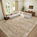 Washable 10x14 Area Rugs for Living Room, Boho Non-Slip Vintage Distress Large by Hedwior