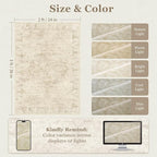 Distressed Beige Kitchen 2x3 Rugs Non Slip Washable, Natural Farmhouse Vintage - Image 2