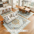 Area Rugs 5'x8' Washable Non-Slip, Floral Vintage Distress Print Pattern - Image 7