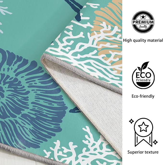 Tritard Coastal Area Rugs Nautical Beach Themed Non-Slip Machine Washable Rugs - Image 6