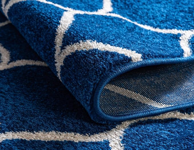 Rugs.com Lattice Frieze Collection Rug – 7' x 10' Navy Blue Medium Rug Perfect - Image 6