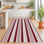KOZYFLY Striped Outdoor Rug 4x6 Ft Red and White Christmas Front Door Rug Woven - Image 3