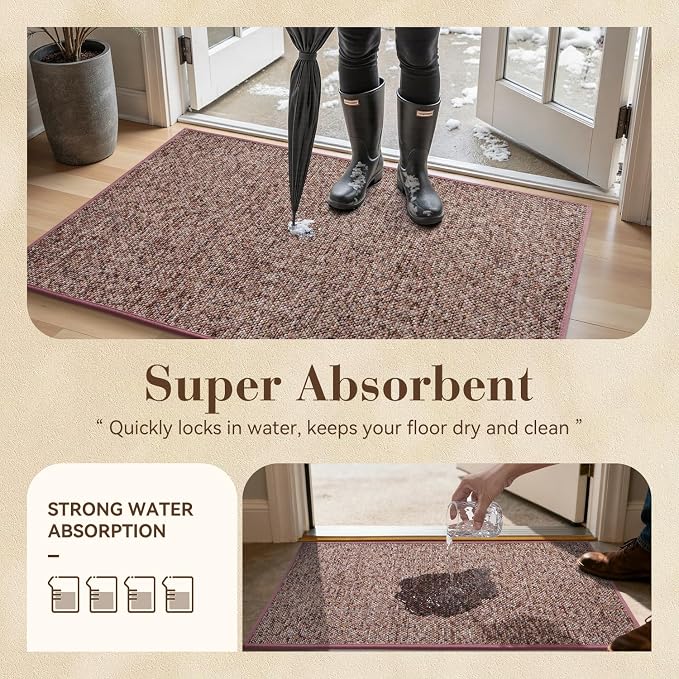 MontVoo Door Mat Indoor Entrance Doormat, Absorbent Durable Rubber Non Slip - Image 5